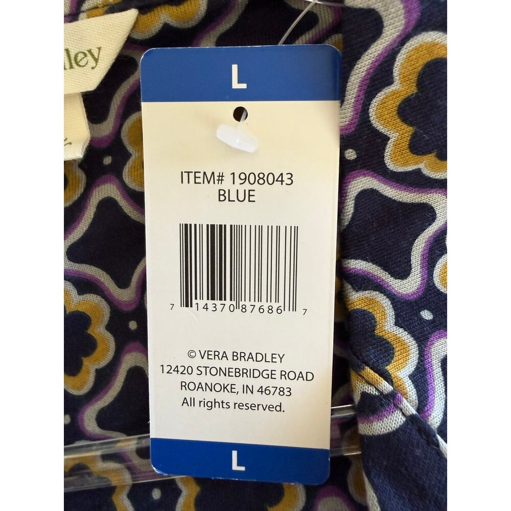 VERA BRADLEY 2 PIECE PAJAMA SET, Navy Blue, Size Large - NEW - Picture 7 of 9